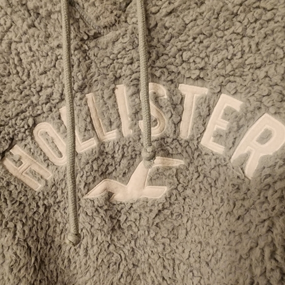 Hollister Sherpa Hoodie Pullover  Blue Women's Sz S Pockets Soft Fuzzy Warm! - Picture 2 of 4